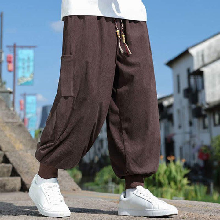 Buddha Stones Lässige Vintage-Herrenhose mit Kordelzug, Knöchellänge und Taschen – ideal für Herbst und Winter - image 29