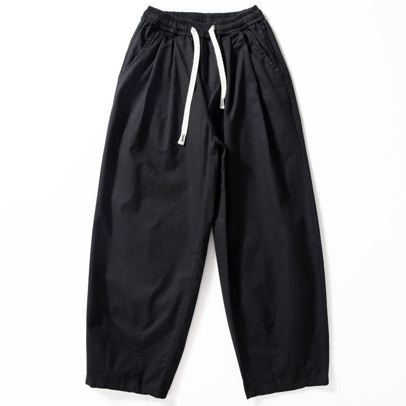 Buddha Stones Klassische Herrenhose mit geradem Bein, geradem Bein und Taschen, Kordelzug, Knöchelbreite, einfarbig, für Frühling und Herbst - Schwarz - US/UK/AU42, EU52 (3XL) - image 1