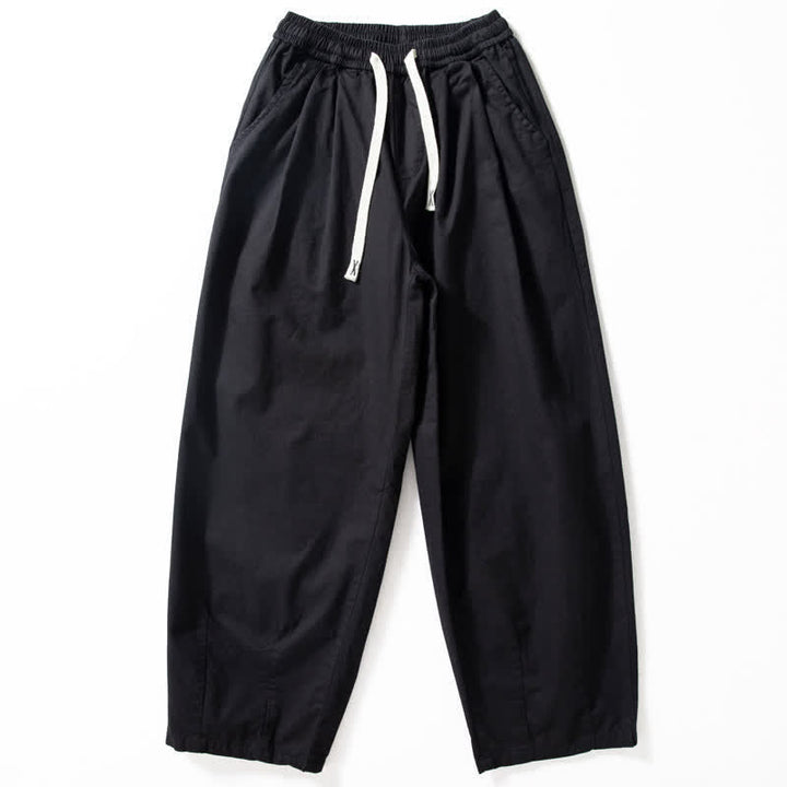 Buddha Stones Klassische Herrenhose mit geradem Bein, geradem Bein und Taschen, Kordelzug, Knöchelbreite, einfarbig, für Frühling und Herbst - Schwarz - US/UK/AU42, EU52 (3XL) - image 1