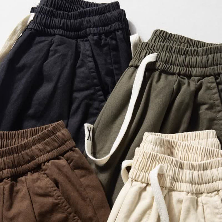 Buddha Stones Klassische Herrenhose mit geradem Bein, geradem Bein und Taschen, Kordelzug, Knöchelbreite, einfarbig, für Frühling und Herbst - image 14