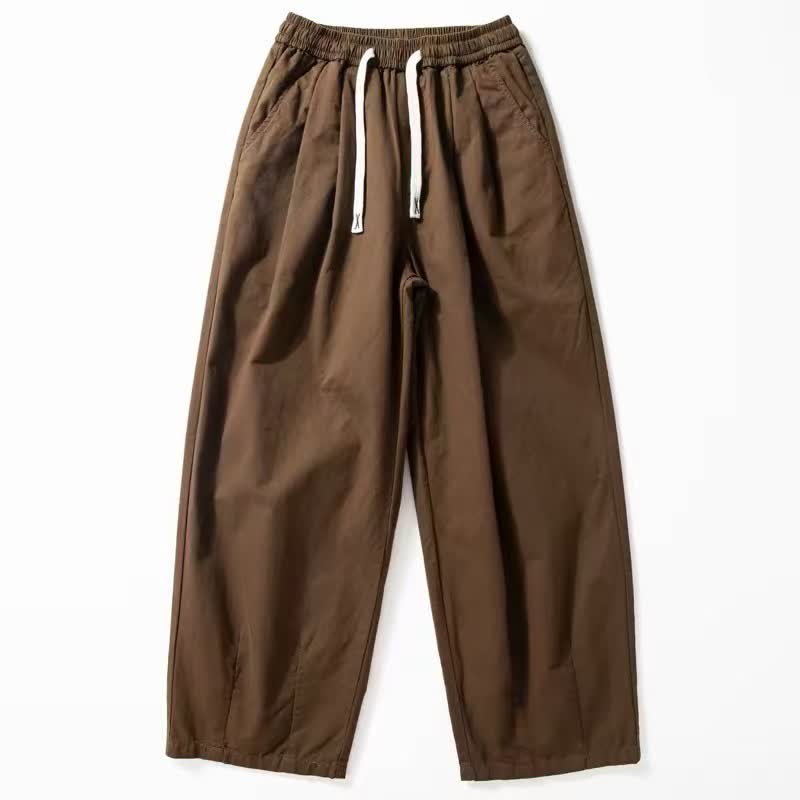 Buddha Stones Klassische Herrenhose mit geradem Bein, geradem Bein und Taschen, Kordelzug, Knöchelbreite, einfarbig, für Frühling und Herbst - Sattelbraun - US/UK/AU42, EU52 (3XL) - image 2