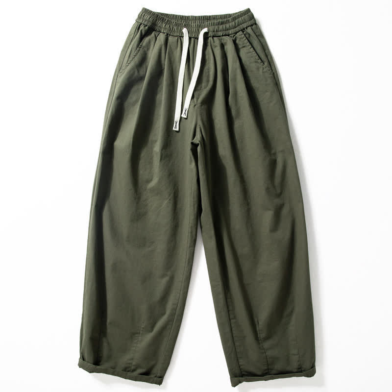Buddha Stones Klassische Herrenhose mit geradem Bein, geradem Bein und Taschen, Kordelzug, Knöchelbreite, einfarbig, für Frühling und Herbst - Dunkelolivgrün - US/UK/AU42, EU52 (3XL) - image 0