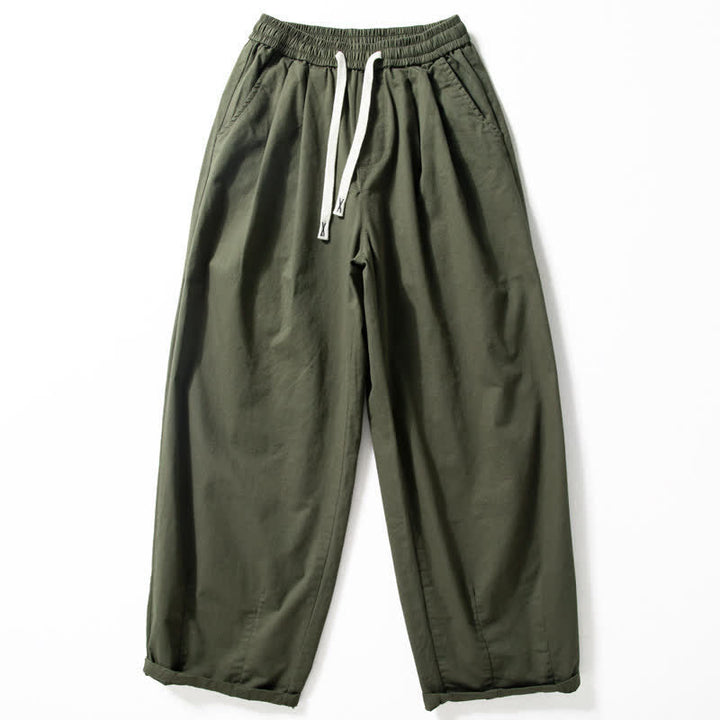 Buddha Stones Klassische Herrenhose mit geradem Bein, geradem Bein und Taschen, Kordelzug, Knöchelbreite, einfarbig, für Frühling und Herbst - Dunkelolivgrün - US/UK/AU42, EU52 (3XL) - image 0