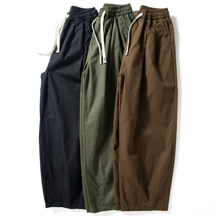 Buddha Stones Klassische Herrenhose mit geradem Bein, geradem Bein und Taschen, Kordelzug, Knöchelbreite, einfarbig, für Frühling und Herbst - image 13