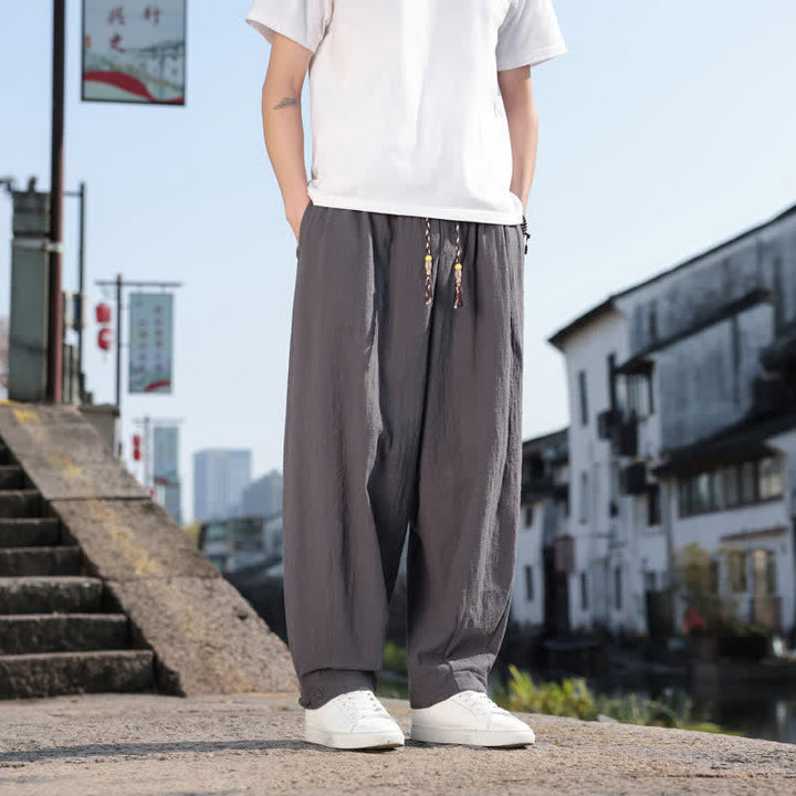 Buddha Stones Frühling/Herbst Retro Lässige Lange Hose für Herren, Gerades Bein, Mit Taschen - image 1
