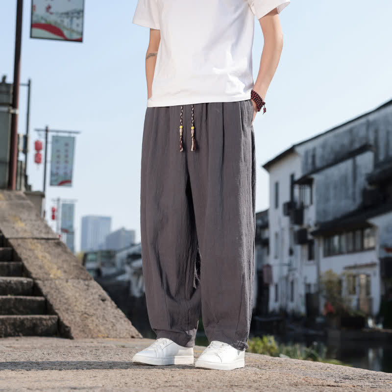Buddha Stones Frühling/Herbst Retro Lässige Lange Hose für Herren, Gerades Bein, Mit Taschen - image 2