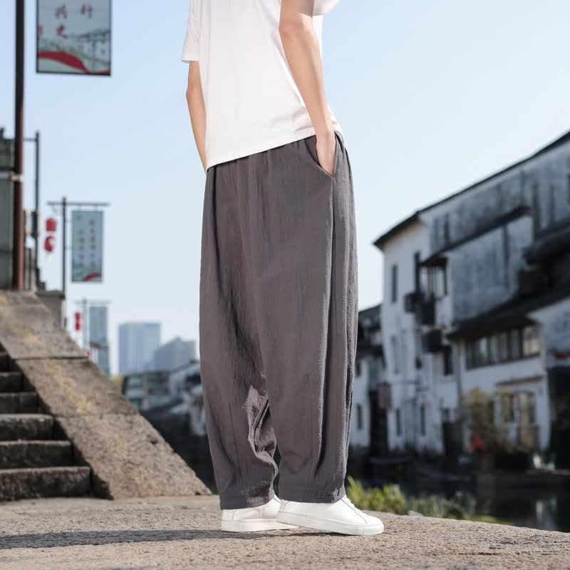 Buddha Stones Frühling/Herbst Retro Lässige Lange Hose für Herren, Gerades Bein, Mit Taschen - image 4