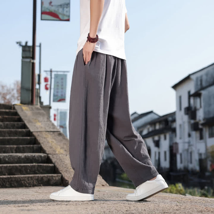 Buddha Stones Frühling/Herbst Retro Lässige Lange Hose für Herren, Gerades Bein, Mit Taschen - image 6