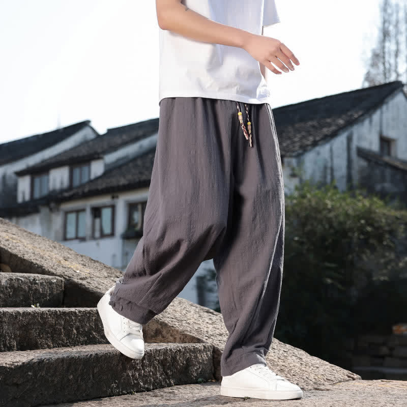 Buddha Stones Frühling/Herbst Retro Lässige Lange Hose für Herren, Gerades Bein, Mit Taschen - image 3