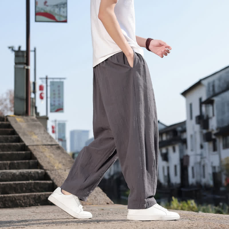 Buddha Stones Frühling/Herbst Retro Lässige Lange Hose für Herren, Gerades Bein, Mit Taschen - image 5