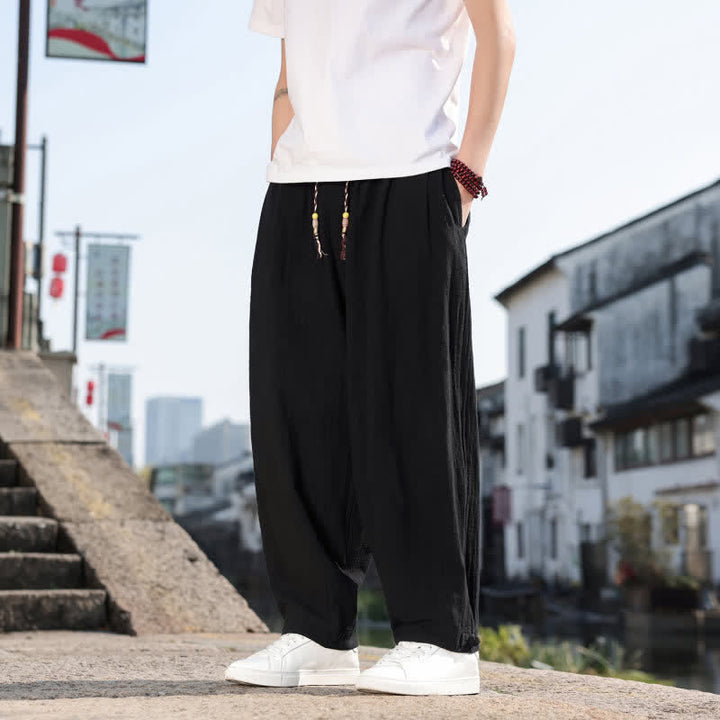 Buddha Stones Frühling/Herbst Retro Lässige Lange Hose für Herren, Gerades Bein, Mit Taschen - image 13