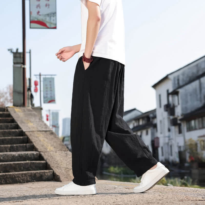 Buddha Stones Frühling/Herbst Retro Lässige Lange Hose für Herren, Gerades Bein, Mit Taschen - image 17