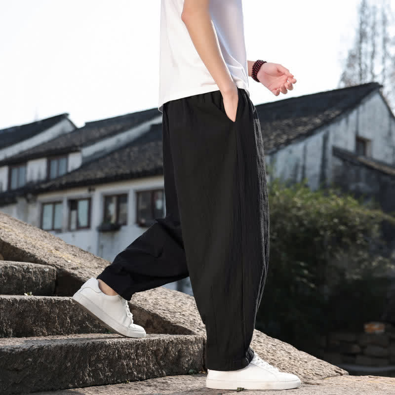 Buddha Stones Frühling/Herbst Retro Lässige Lange Hose für Herren, Gerades Bein, Mit Taschen - image 14