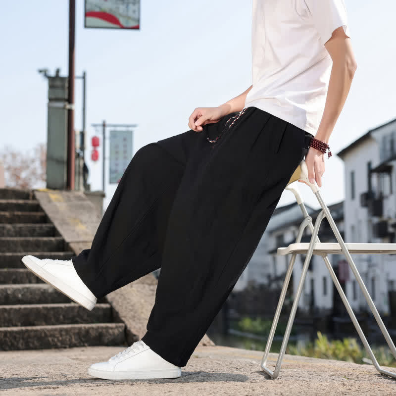 Buddha Stones Frühling/Herbst Retro Lässige Lange Hose für Herren, Gerades Bein, Mit Taschen - image 18