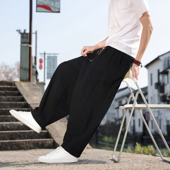 Buddha Stones Frühling/Herbst Retro Lässige Lange Hose für Herren, Gerades Bein, Mit Taschen - image 18