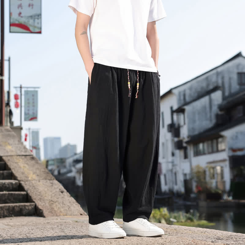 Buddha Stones Frühling/Herbst Retro Lässige Lange Hose für Herren, Gerades Bein, Mit Taschen - image 12