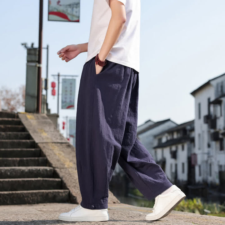 Buddha Stones Frühling/Herbst Retro Lässige Lange Hose für Herren, Gerades Bein, Mit Taschen - image 25