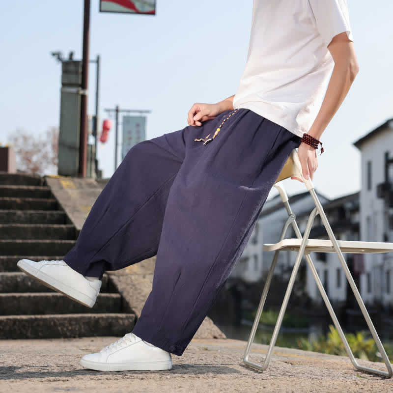 Buddha Stones Frühling/Herbst Retro Lässige Lange Hose für Herren, Gerades Bein, Mit Taschen - image 26