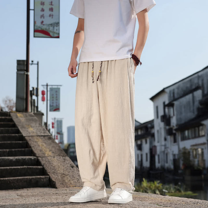 Buddha Stones Frühling/Herbst Retro Lässige Lange Hose für Herren, Gerades Bein, Mit Taschen - image 29
