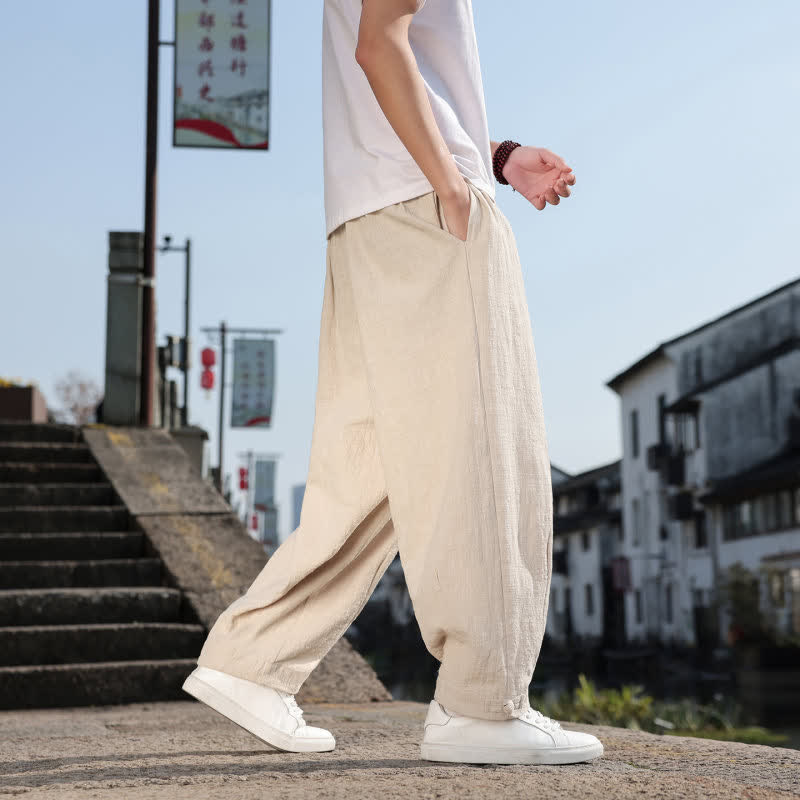 Buddha Stones Frühling/Herbst Retro Lässige Lange Hose für Herren, Gerades Bein, Mit Taschen - image 30