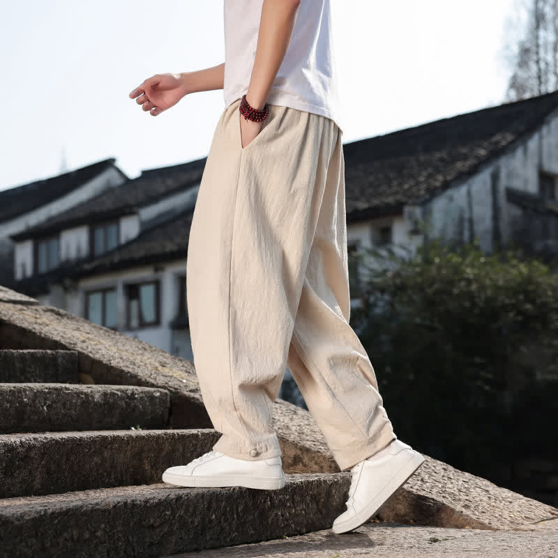 Buddha Stones Frühling/Herbst Retro Lässige Lange Hose für Herren, Gerades Bein, Mit Taschen - image 32