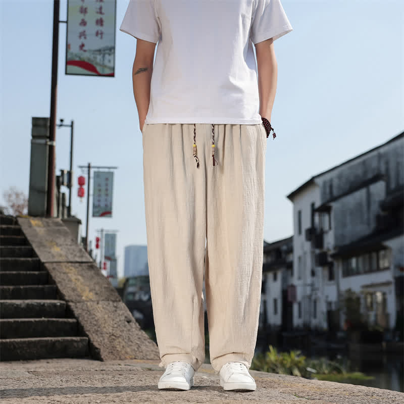 Buddha Stones Frühling/Herbst Retro Lässige Lange Hose für Herren, Gerades Bein, Mit Taschen - Beige - US/UK/AU46, EU56 (5XL) - image 27