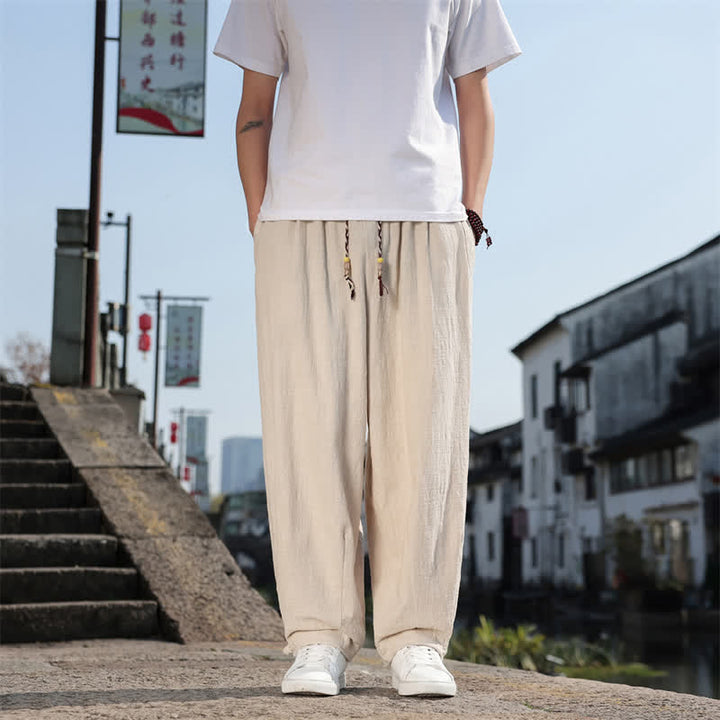 Buddha Stones Frühling/Herbst Retro Lässige Lange Hose für Herren, Gerades Bein, Mit Taschen - Beige - US/UK/AU46, EU56 (5XL) - image 27