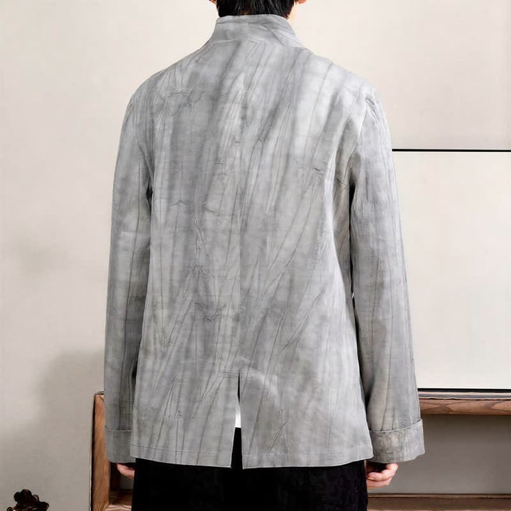Buddha Stones Herbst/Winter Tang Style Minimalistischer Kimono mit Kordelzug, einfarbiger Baumwolle, langärmelig, Herren - image 3