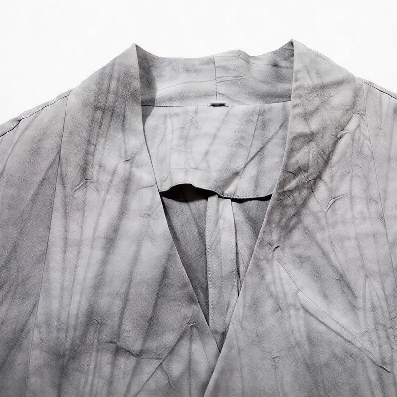Buddha Stones Herbst/Winter Tang Style Minimalistischer Kimono mit Kordelzug, einfarbiger Baumwolle, langärmelig, Herren - image 4