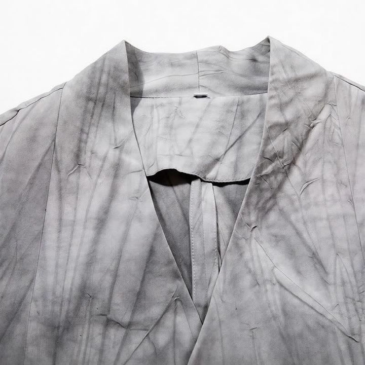 Buddha Stones Herbst/Winter Tang Style Minimalistischer Kimono mit Kordelzug, einfarbiger Baumwolle, langärmelig, Herren - image 4