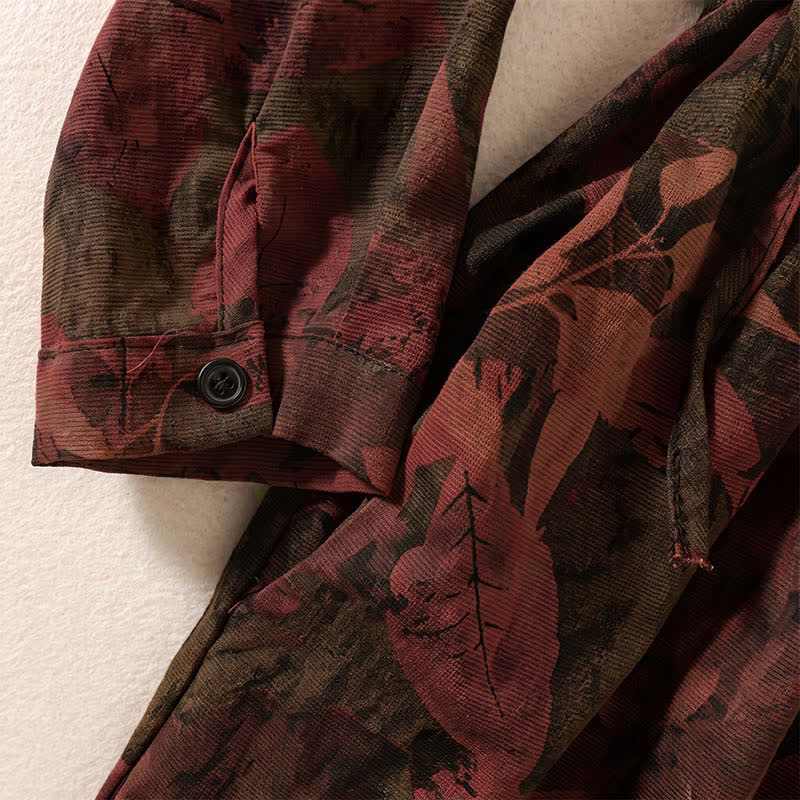 Buddha Stones Elegantes Vintage-Herbstkleid für Damen mit Blumenmuster, langen Ärmeln, Knopfleiste, Taschen und Knopfleiste - image 13