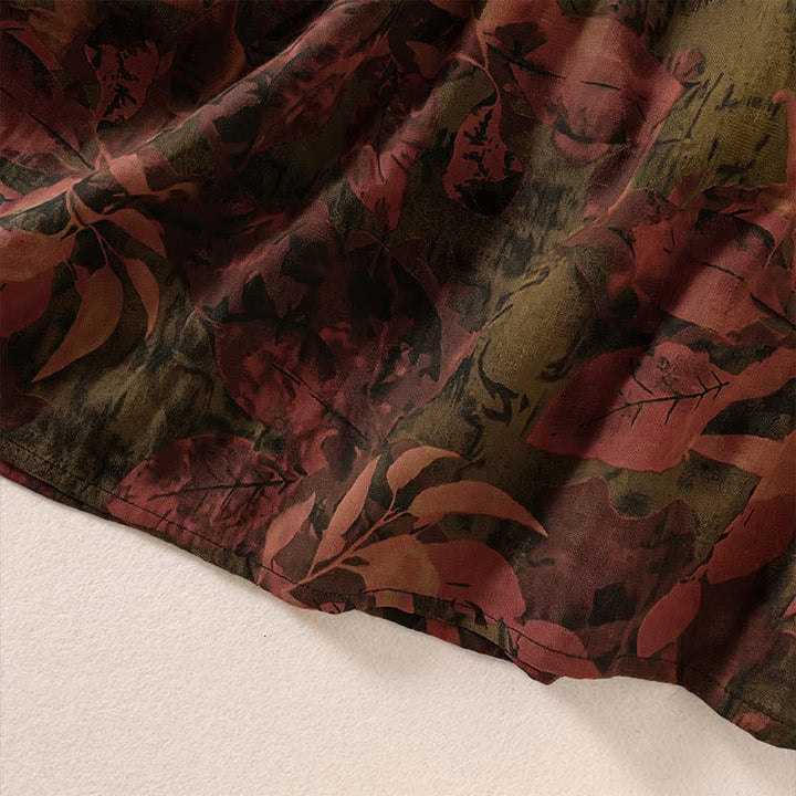 Buddha Stones Elegantes Vintage-Herbstkleid für Damen mit Blumenmuster, langen Ärmeln, Knopfleiste, Taschen und Knopfleiste - image 16