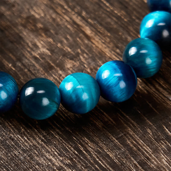 Buddha Stones Armband aus blauen Tigeraugenperlen – Symbol für Reichtum und Mut (Pi Xiu) - image 10