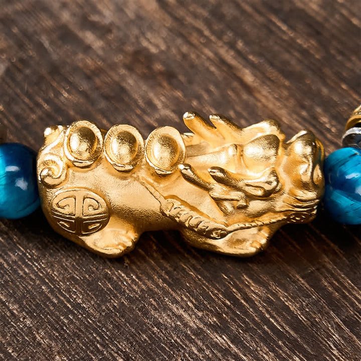 Buddha Stones Armband aus blauen Tigeraugenperlen – Symbol für Reichtum und Mut (Pi Xiu) - image 9