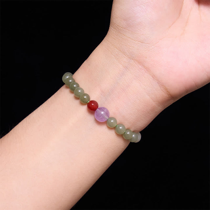 Buddha Stones Armband aus natürlichen Hetian-Jade-Glücksperlen mit Farbverlauf - image 4