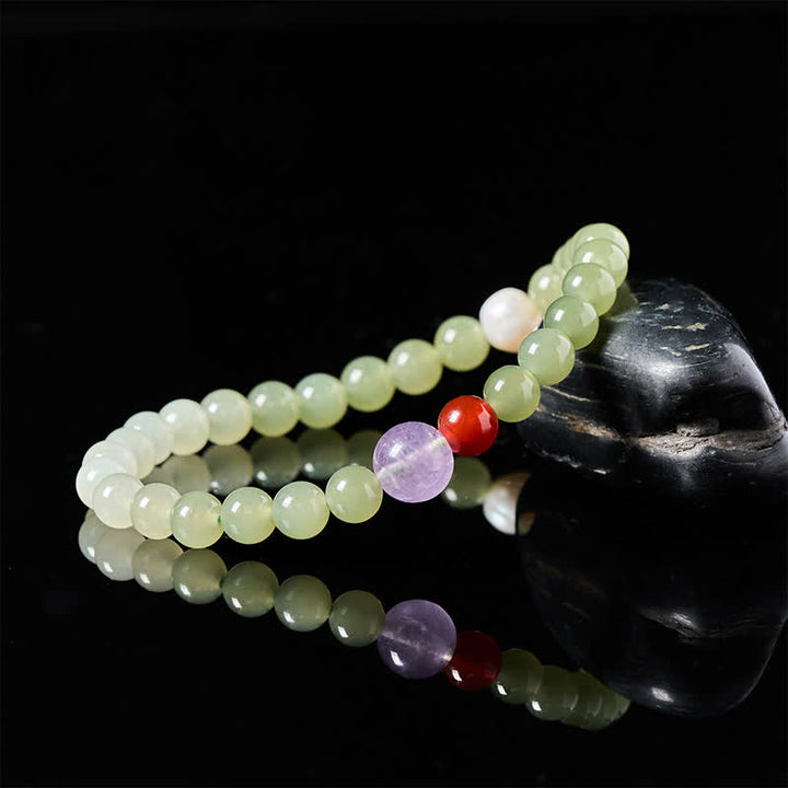 Buddha Stones Armband aus natürlichen Hetian-Jade-Glücksperlen mit Farbverlauf - image 3