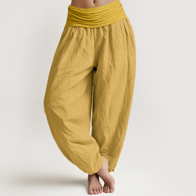 Buddha Stones Goldenrod Damen-Haremshose aus reiner Baumwolle mit elastischer Taille - Goldrute - US16, UK/AU20, EU48 (3XL) - image 0