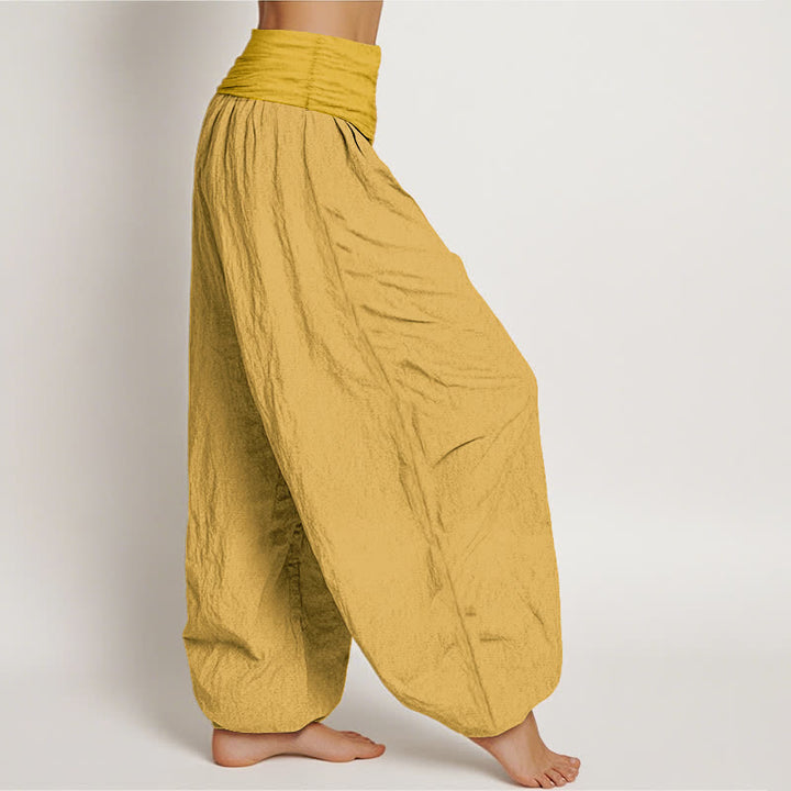 Buddha Stones Goldenrod Damen-Haremshose aus reiner Baumwolle mit elastischer Taille - image 2