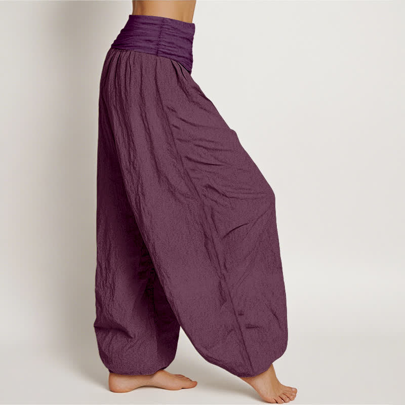 Buddha Stones Lila Haremshose aus reiner Baumwolle für Damen mit elastischer Taille - image 2
