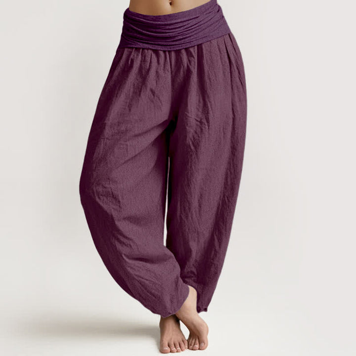 Buddha Stones Lila Haremshose aus reiner Baumwolle für Damen mit elastischer Taille - Lila - US16, UK/AU20, EU48 (3XL) - image 0