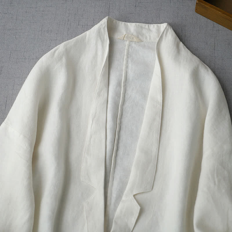 Buddha Stones Lässige, minimalistische Damenjacke mit Taschen für Frühling und Herbst - image 1