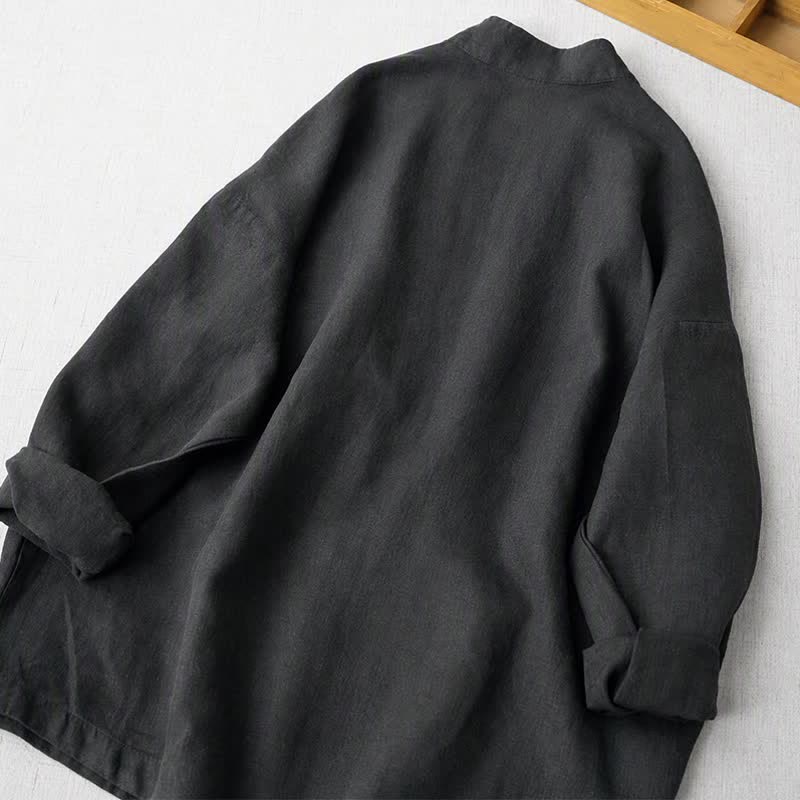 Buddha Stones Lässige, minimalistische Damenjacke mit Taschen für Frühling und Herbst - image 9
