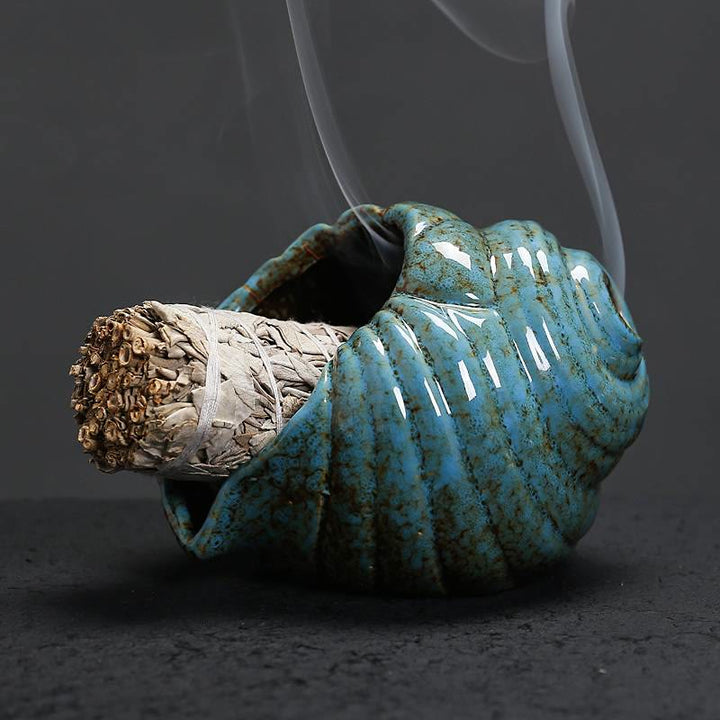 Buddha Stones Räuchergefäße aus Keramik (Shankha) - Blau - image 0
