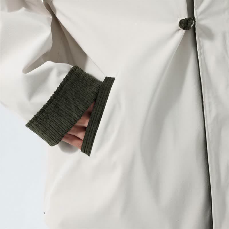 Buddha Stones Lässige Herrenjacke im Tang-Stil mit Stehkragen, wendbar und mit Tasche, aus einfarbigem Cord, ideal für Herbst und Winter. - image 7