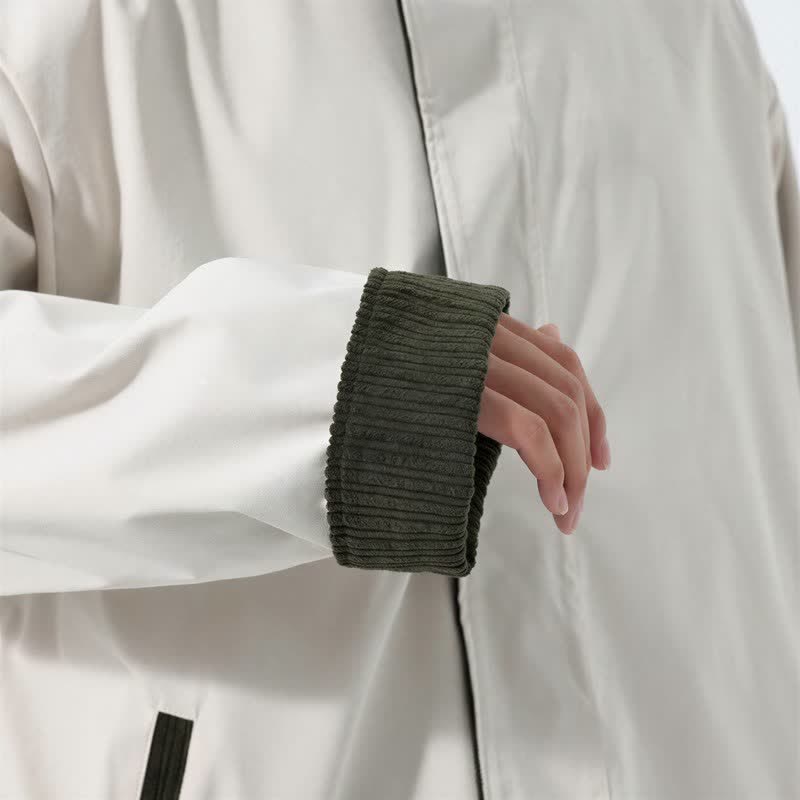 Buddha Stones Lässige Herrenjacke im Tang-Stil mit Stehkragen, wendbar und mit Tasche, aus einfarbigem Cord, ideal für Herbst und Winter. - image 8