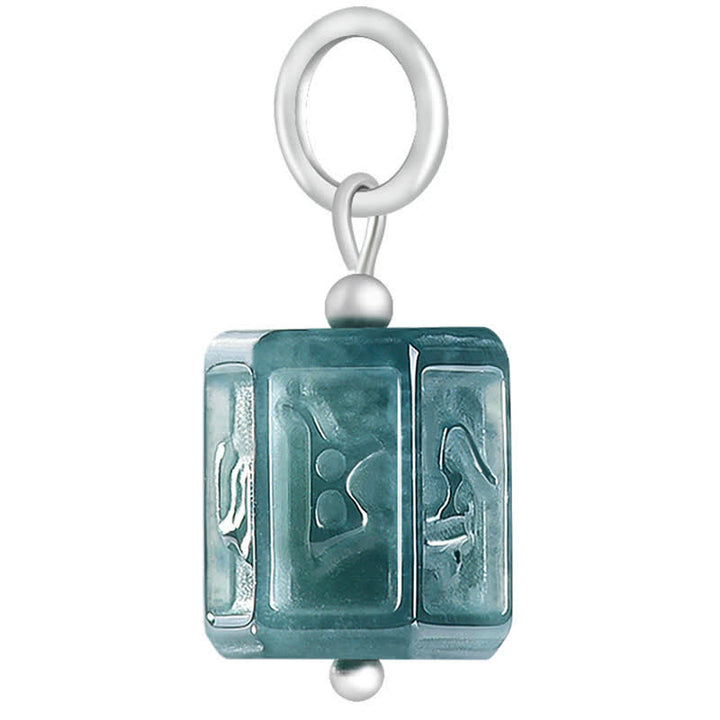 Buddha Stones Jade Om Mani Padme Hum Weisheits-Quadrat-Anhänger-Halskette - image 9