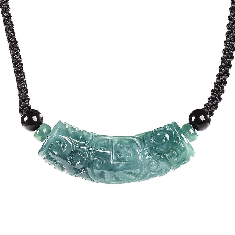 Buddha Stones Jade Fu-Charakter-Gravur, gebogener Stab, Glücks- und Segenskette - image 10