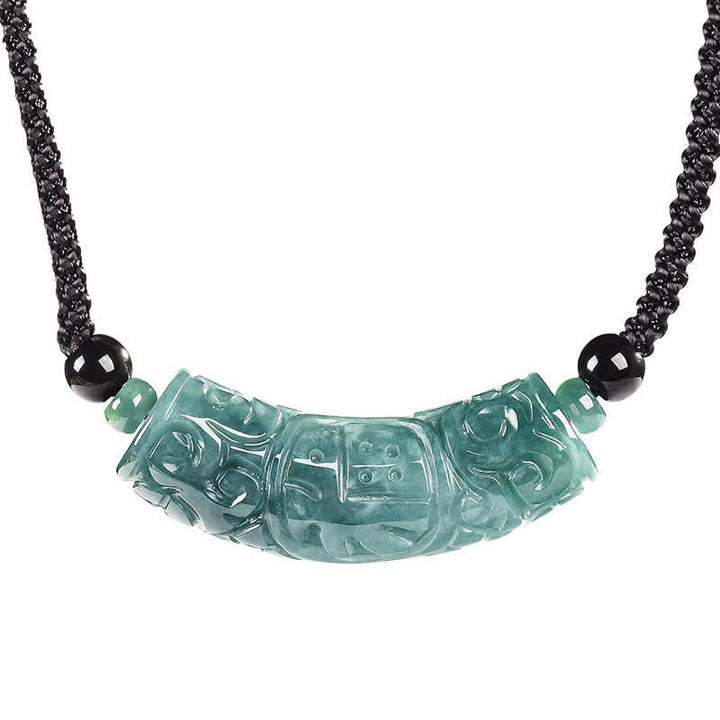 Buddha Stones Jade Fu-Charakter-Gravur, gebogener Stab, Glücks- und Segenskette - image 10