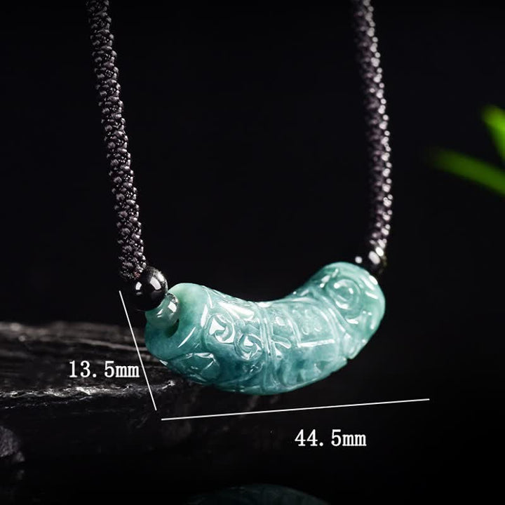 Buddha Stones Jade Fu-Charakter-Gravur, gebogener Stab, Glücks- und Segenskette - image 8
