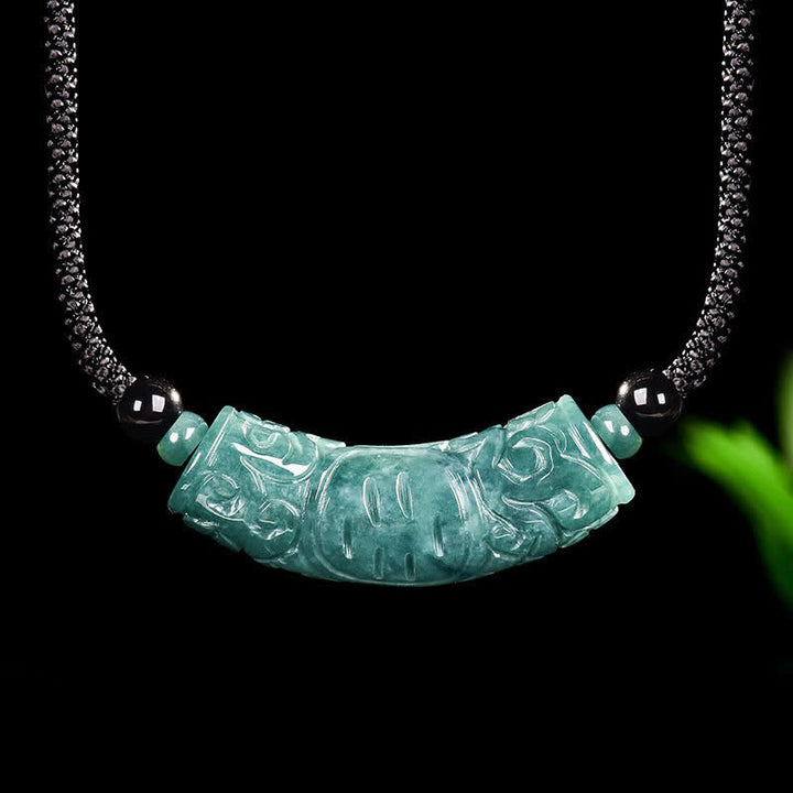 Buddha Stones Jade Fu-Charakter-Gravur, gebogener Stab, Glücks- und Segenskette - image 9